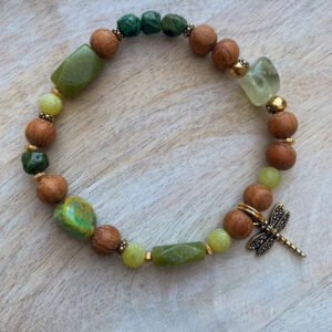 Dragon Fly | Arizona Turquoise, Jade and Prehnite Boho Diffuser Bracelet
